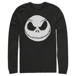 Men's The Nightmare Before Christmas Halloween Jack Skellington Big Face Long Sleeve Shirt