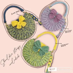 Round Crochet Bag w/ Bow - Handmade Crochet Handbag Design