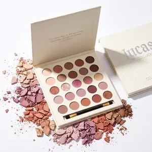 FairycoreMUGELEEN 25-Color Eyeshadow deep winter Palette - Matte & Shimmer Nude Neutrals, No Fallout & Long-Lasting | Includes Dual-Ended Makeup Brush | For Everyday & Festival Makeup | Beginner-Friendly Affordable Gift Set。