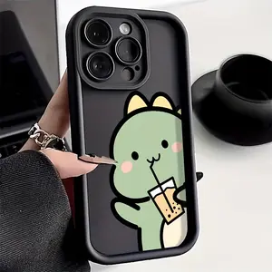 Adorable Milk Tea Drinking Dinosaur Phone Case for iPhone15/15Plus/15Pro/15Promax, iPhone 14/14Plus/14Pro/14Promax, iPhone 13/13Pro/13Promax, iPhone 12/12Pro/12Promax, iPhone 11/11Pro/11Pro Max, iPhone 7/8 Plus, iPhone XR/XSMax