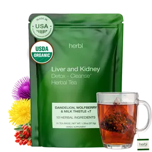 Organic Liver and Kidney Detox Tea - Dandelion Wolfberry Tea With Milk Thistle, Turmeric, Nettle and extra herbal ingredients