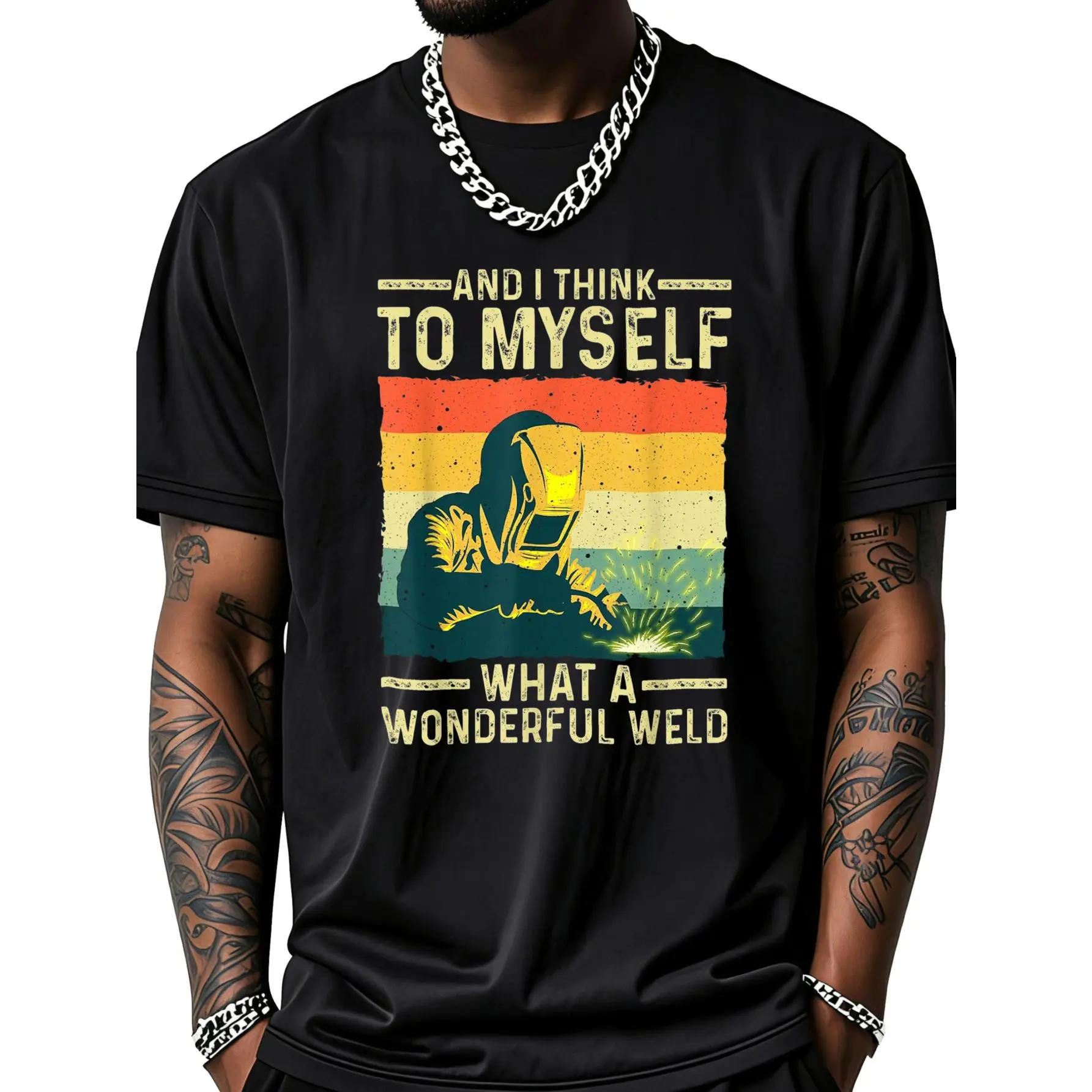 Funny Vintage Welding Design for Men Dad Blacksmith Worker T-Shirt Small