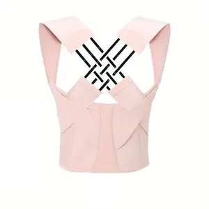 Men's and Women's Back Support Posture Brace, Humpback Shoulder Straightener Adjustable Full Back Support Posture Correction Belt Healthcare Tool Posture Corrector Upper Back Support Brace Black Pink