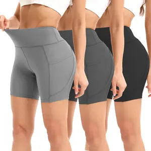3-Pack High Waisted Butt Lifting Yoga Shorts for Women | Buttery Soft Stretchy Activewear with Tummy Control & Side Pockets | Perfect for Gym Workouts, Running, Yoga, Dance & Daily Casual Wear | Non-Slip, Breathable & Durable Workout Shorts
