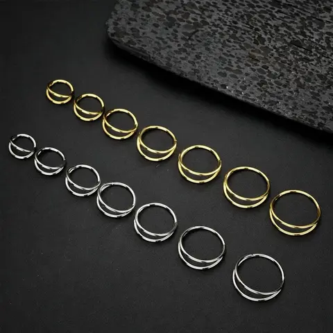 Oufer 18G/20G 316L Stainless Steel Double Hoop Hinged Segment Cartilage Hoop Nose Hoop Nose Ring Clean Fit