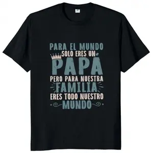 Menswear Stylish Short-Sleeve T-Shirt - Papa You Are Our Whole World Retro Spanish Father's Day Dad Gift, 100% Cotton Soft Casual Men's Top, EU Sizes