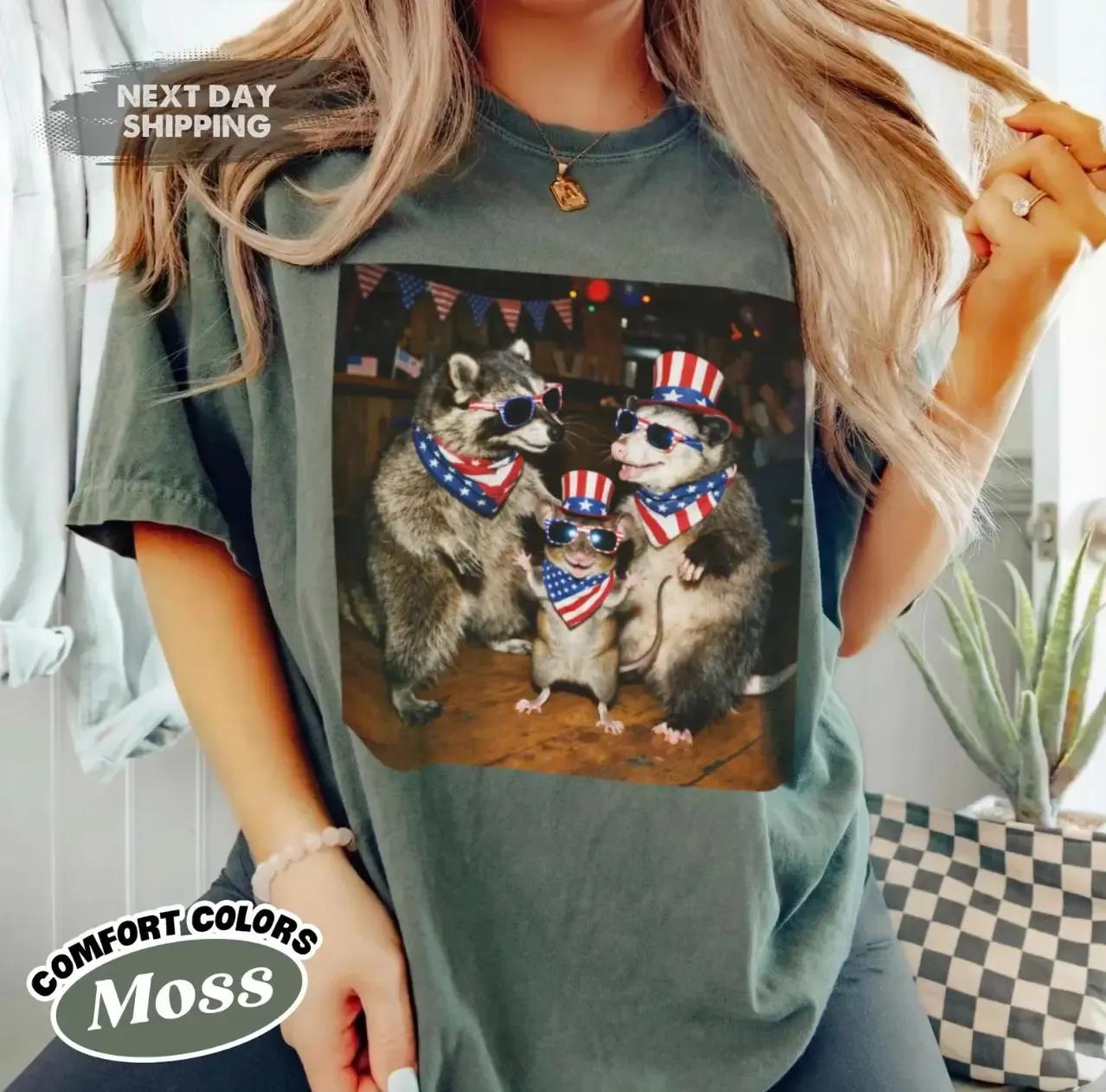 Comfort Colors America 250 Meme Shirt, Funny 4th of July Raccoon Patriotic Tee, 4th of July Independence Day Tee, Short sleeve Casual Top Womenswear