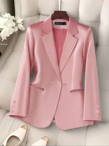 Elegant Women's Blazer Jacket, Single-Breasted Design, Long Sleeve, Office & Business Wear, Daily Commute Style, Fashionable Chic Outerwear