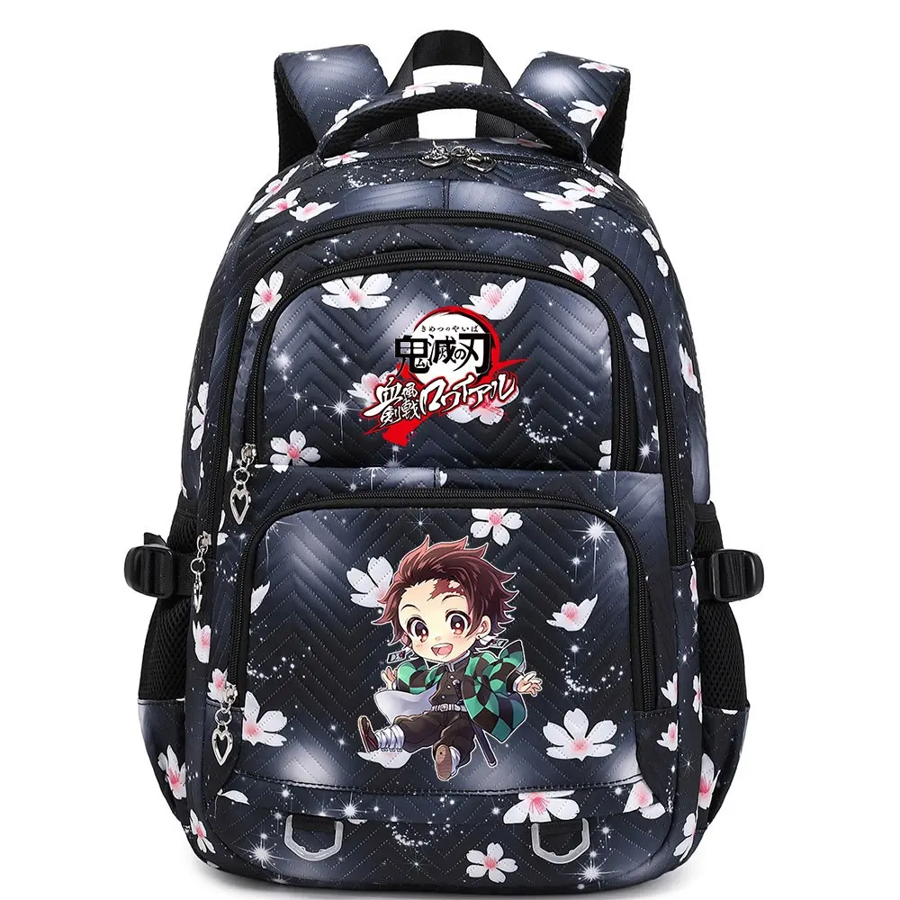 Demon Slayer: Kimetsu no Yaiba Backpack, Anime Printed School Backpack, Large Capacity Student Laptop Backpack, Casual Travel Daypack for Boys Girls Teens, Lightweight Bookbag for Middle High School & College