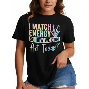 I Match Energy Sassy Graphic T-Shirt for Women, Funny TikTok Trend Tee, Premium 100% Cotton Everyday Wear TShirt, Expressive Skeleton Peace Sign T Shirt Gift for Her, Soft