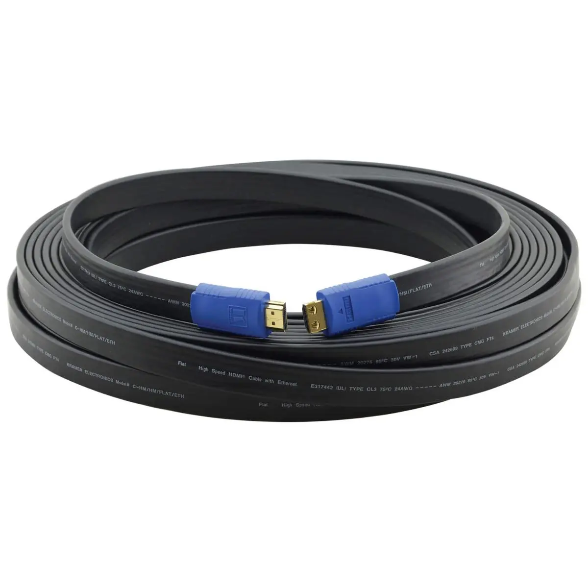 Kramer Electronics C-HM/HM/FLAT/ETH Flat HDMI (M to M) Cable with Ethernet, 25'