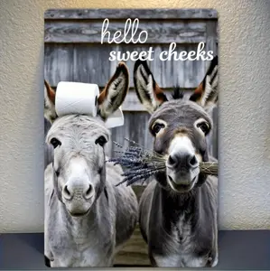 1pc 2D Flat Humorous Donkey Tin Sign, 12x8 Inches Funny Wall Art – Perfect Gift for Home, Office, Cafe, Farmhouse, or Ranch Decor, 2D Flat, Perfect for Room Decor