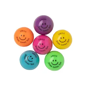 1" Bulk 48 Pc. Mini Smile Jesus Loves You Rubber Bouncy Balls