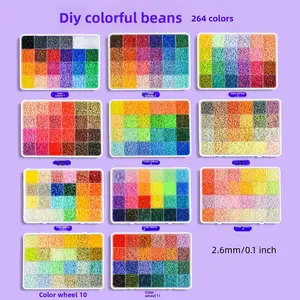 264 Colors 2.6mm/0.1 inch Pixel Beans, Fusion Beans, Full Color Series, DIY Home Parent-Child Crafts, Boxed, Bagged, Choking Hazard Warning