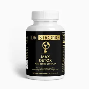 Dr. Strong Max Detox Acai Berry Complex - 14 Day Gut Reset Capsules with Psyllium Powder & Chlorella for Natural Cleansing Support - 60 Count
