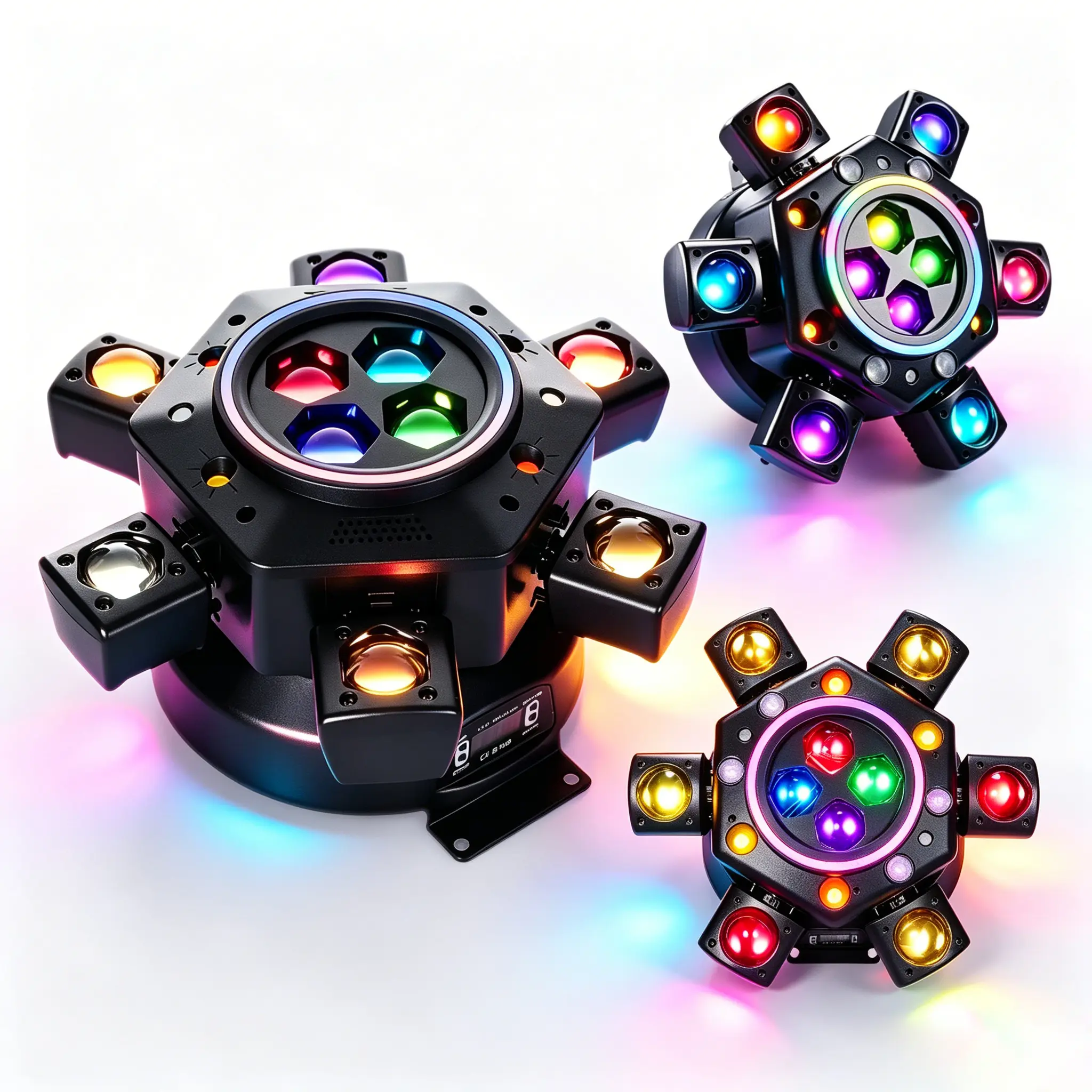 6-Arm 4-in-1 RGBW Beam Moving Head DJ Light, DMX512 Sound Activated Bee-Eyes Fixture, Club Lights for Parties, Weddings