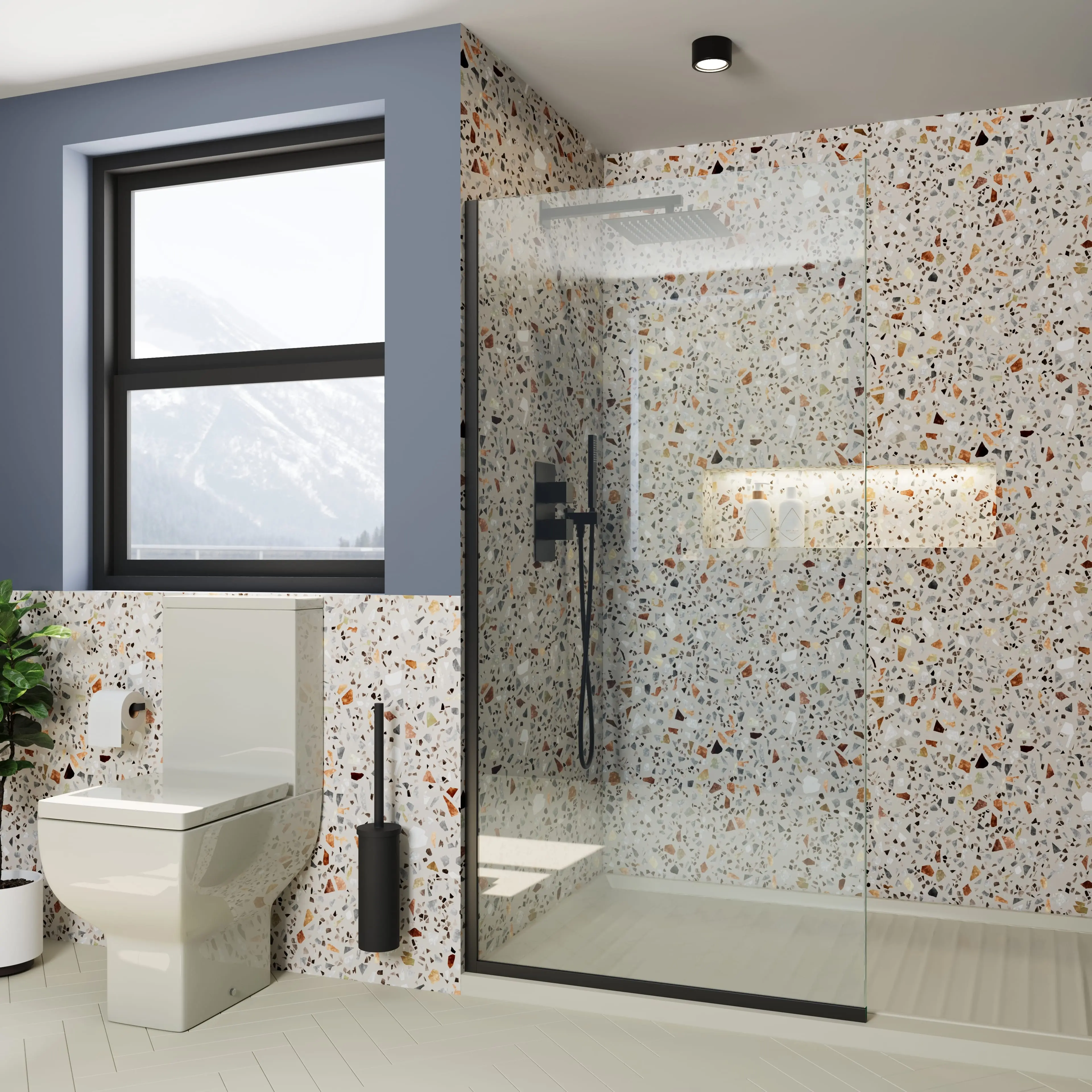 Royalty Mirror Fixed Glass Shower Panel 24x76 Royalty Mirror Fixed Glass Shower Panel 24x76