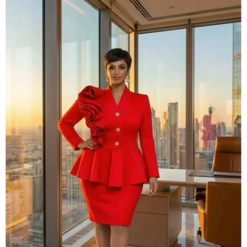 Structured Peplum Skirt Suit