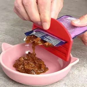 Mess-Free Pet Food Extruder & Treat Scraper, Ideal for Cat & Dog Wet Food Pouches, No Waste Feeding