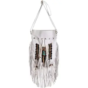Boho Bag Round S | Real Leather | Fringe Purse | Bohemian Bags