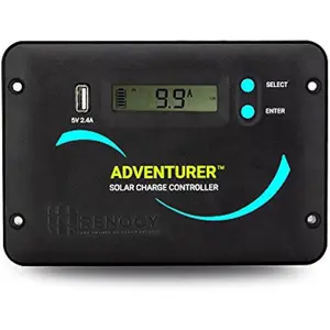 Renogy 30A 12V/24V PWM Solar Charge Controller with LCD Display Flush Mount Design Negative Ground, Compatible with Sealed, Gel, Flooded and Lithium Batteries, Adventurer 30A,black Charger
