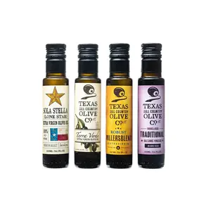 Texas Hill Country Olive Co. Award Winning Olive Oil Mini Gift Set - 4 Pack Sampler with Extra Virgin Oils & Balsamic Vinegar - Perfect for Food Lovers & Home Chefs