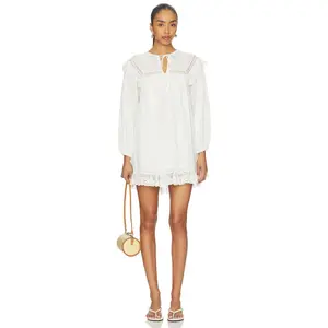 RIXO Inez Dress in Lilly Embroidery Ivory