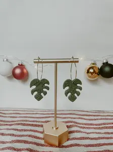 Monstera Hoop Earrings