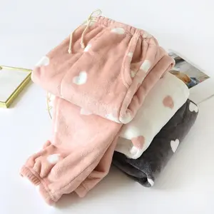 Female Winter Sleepwear Casual Home Pants Thicken Warm Women'S Trousers Flannel Pants Pajama Bottoms Coral Fleece Lounge Wear