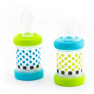 Sassy Baby Food Nurser Set of 2 Count Cereal Feeder 4oz Bottles Nipple Spoon Kid
