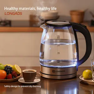 Electric Kettle, 67.63oz Large Capacity, Glass Electric Kettle, 1000W High Power, Anti-dry Burning And Rapid Heating, Suitable For Kitchen, Dining Room And Living Room, For Brewing Coffee And Milk, Saving More Heating Time And Being Safer.