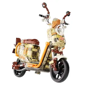 Green Offroad Series Motorcycle Building Block Assembly Bike Clear Body Shell Mechanical Detail DIY Decal Stickers Movable Perfect Gift For Building Toy Lovers Desk Decor Fans decoration Creative collectibles kit display toys figure blocks christmas - set