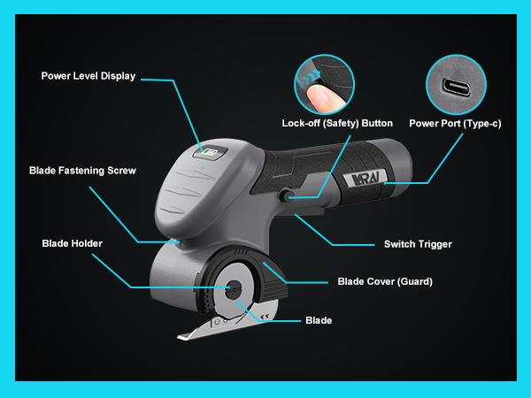 VARAI Cordless Electric Scissors: Rechargeable rotating cardboard cutter, equipped with an LED display, easy to replace blades, suitable for fabric, carpet, carton, plastic, leather, and box packaging, a great New Year gift for mothers mallet  finger mamb