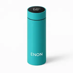 ENON Smart Bottle - Azure Mist 500ml Insulated Stainless Steel Tumbler with Digital Temperature Display Portable Drinkware Flask