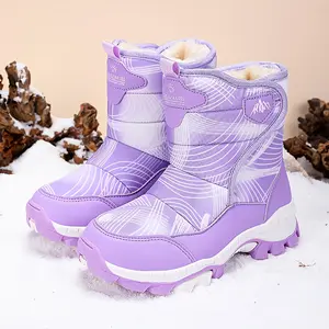 LISM ' High-Top Snow Boots with Closure - Winter Boots with Non-Slip TPR Sole, Warm Lining for Cold Weather, Purple/Black/White colorway - Ideal for Skiing, Snowboarding, Ice Skating - Easy-On Closure for Teens & Youth, Winter Boots, Snowboarding Footwear