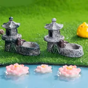 DIY Succulent Plant Fairy Garden Craft Water Pond Tower Decor Figurine Micro Landscape Ornament Home Desk Decoration