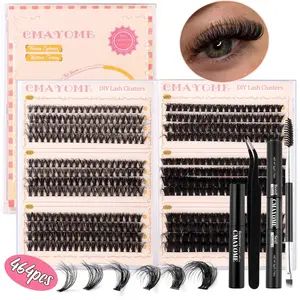 Natural Look DIY Eyelash Extensions Kit, 464 Mixed Length & Style Volume Individual False Lash Clusters with Tools, Eye Makeup Accessories for Women & Girls, Eyelash Extensions Set