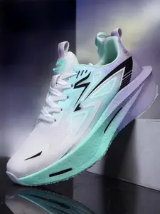 Men's Breathable Mesh Running Shoes, Shock-Absorbing Responsive Sneakers, Lightweight Non-Slip Gradient Color Running Shoes