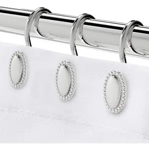 Shower Curtain Hooks, Chrome, Set of 12, Rust Resistant Zinc Alloy, Decorative Shower Curtain Rings