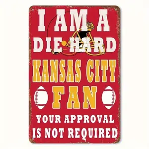 Vintage Kansas City Football Fan Metal Sign - 8"X12" Distressed Iron Wall Art, Pre-Drilled Holes, Ideal For Home Bar, Cafe, Garage Decor & Gifts, Decorative, Gift Idea, Room Decor