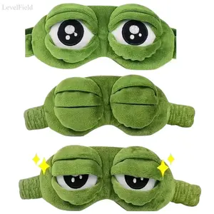 3D Frog Sleep Mask Cute Cartoon Eye Mask Soft Plush Comfortable Light Blocking Adjustable Lightweight for Travel Nap Sleep Home Relaxation Funny Gift Green Frog Design