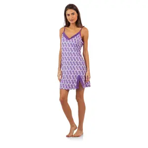 Casual Nights Women's Sleepwear Lace Trim Slip Camisole Nightie - Purple Paisley - X-Large