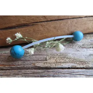 Turquoise Howlite Natural Stone Pregnancy Bio-flex Belly Ring