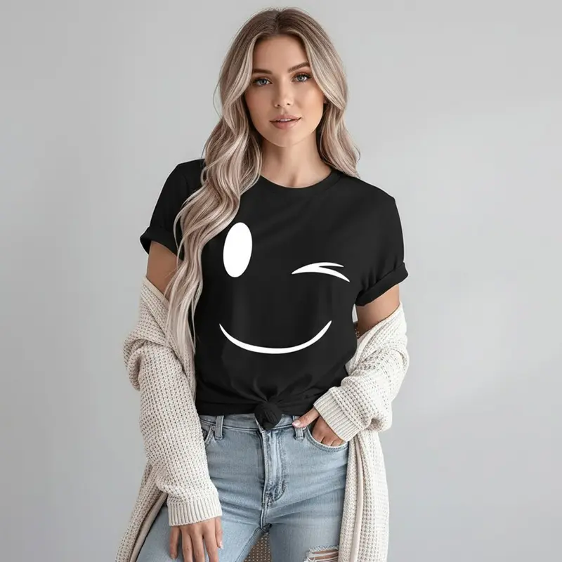 Women's Plus Size Oversized Graphic Print CVC Cotton Blend T-Shirt - Casual Streetwear, Round Neck, Short Sleeves, T Shirt-2