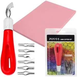 Rubber Block Stamp Carving Block Stamp Making Kit with Cutter Tools, 1 Carving Rubber Stamp for Printmaking, Printing and More