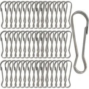 60 pcs Stainless Steel Small Spring Hooks 1.57inch/40mm Lanyard Clasp Zipper Snap Clips for Key Chain ID Card Badge Holders
