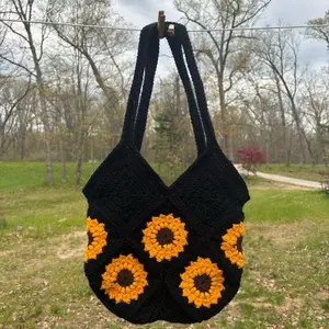 Sunflower Hand Crochet Purse -  Floral Design, Durable Handmade Bag