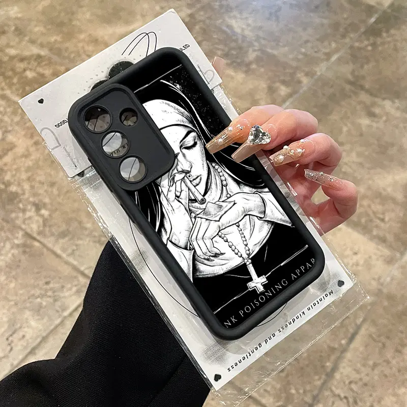 Rebellious Nun Advanced fashion gift Case for Samsung S24 ultra plus S25 S23 S22 Ultra Plus Shockproof Full Camera Protection Durable slim Silicone Cover