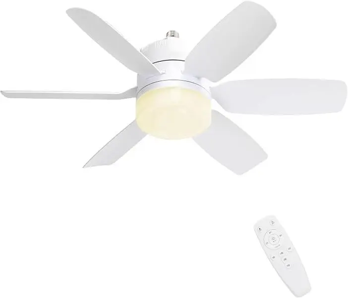 Home Improvement Ceiling Fan with Lamp, Indoor Ceiling Lighting, 52-Inch 3-Speed Remote Control Quiet Bladeless Fan Light for Living Room Bedroom