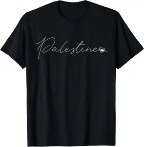 100% Cotton Dawlat Filastin Love Palestinian Flag Heart on Palestine T-Shirt